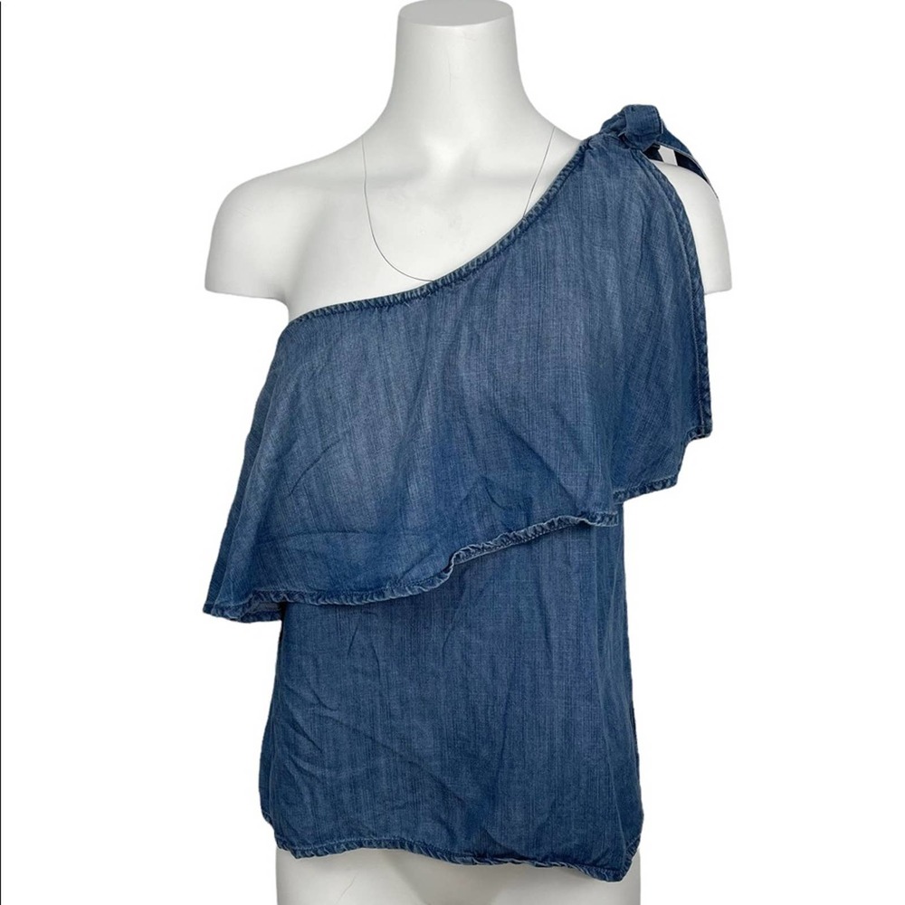 Cloth & Stone One Shoulder Denim Blouse Tencel Top XS